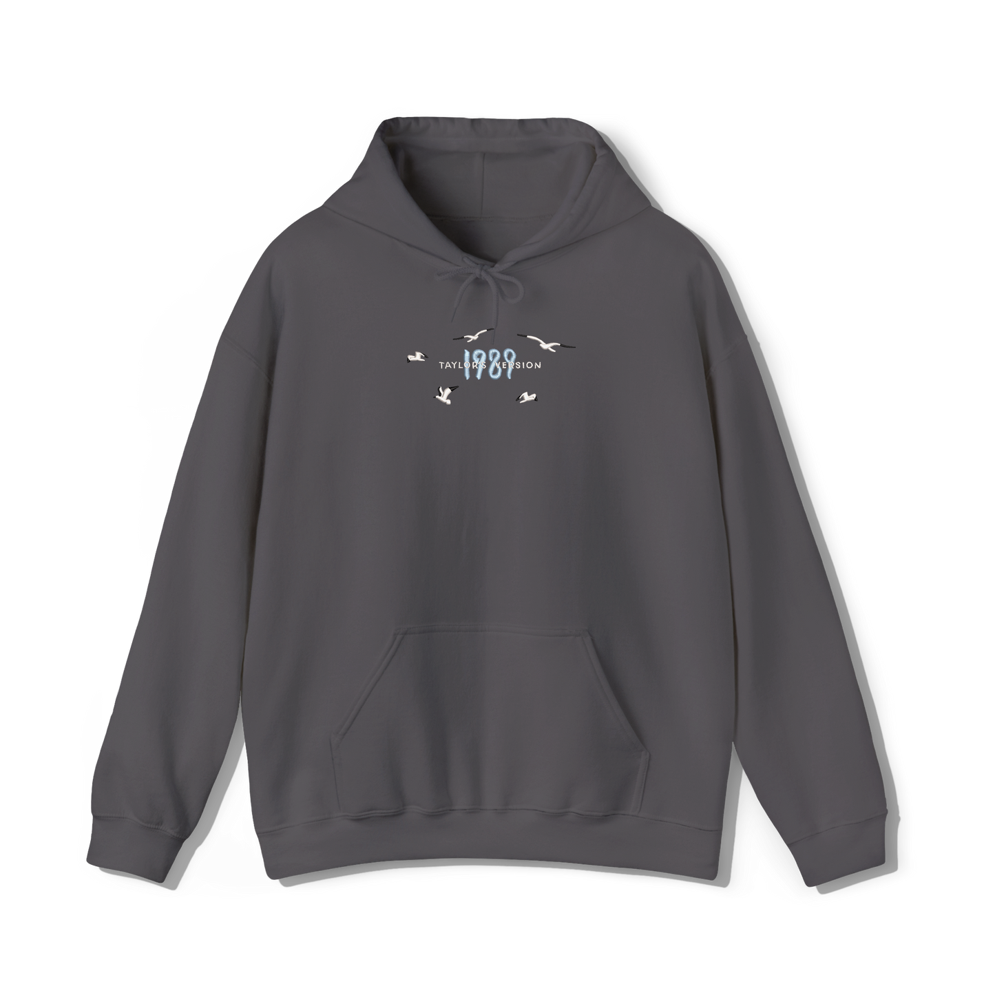 Taylor swifts 1989 Album title embroidered onto a dark grey coloured hoodie