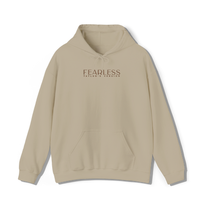 taylor swifts fearless album title embroidered on a sand hoodie